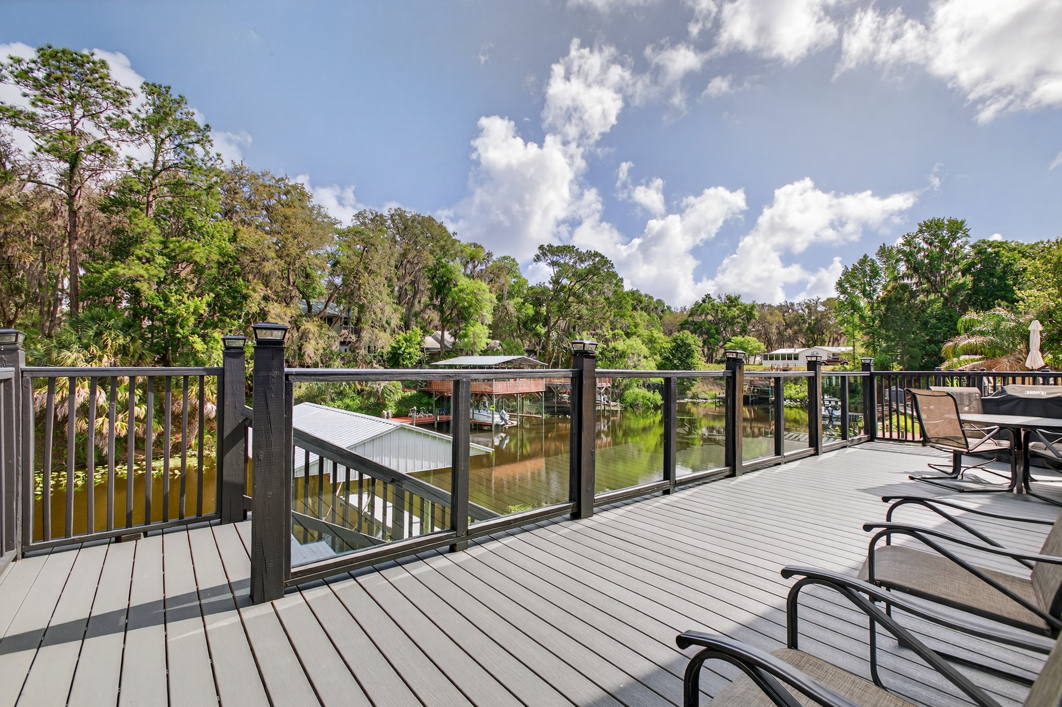 Back deck with cove view