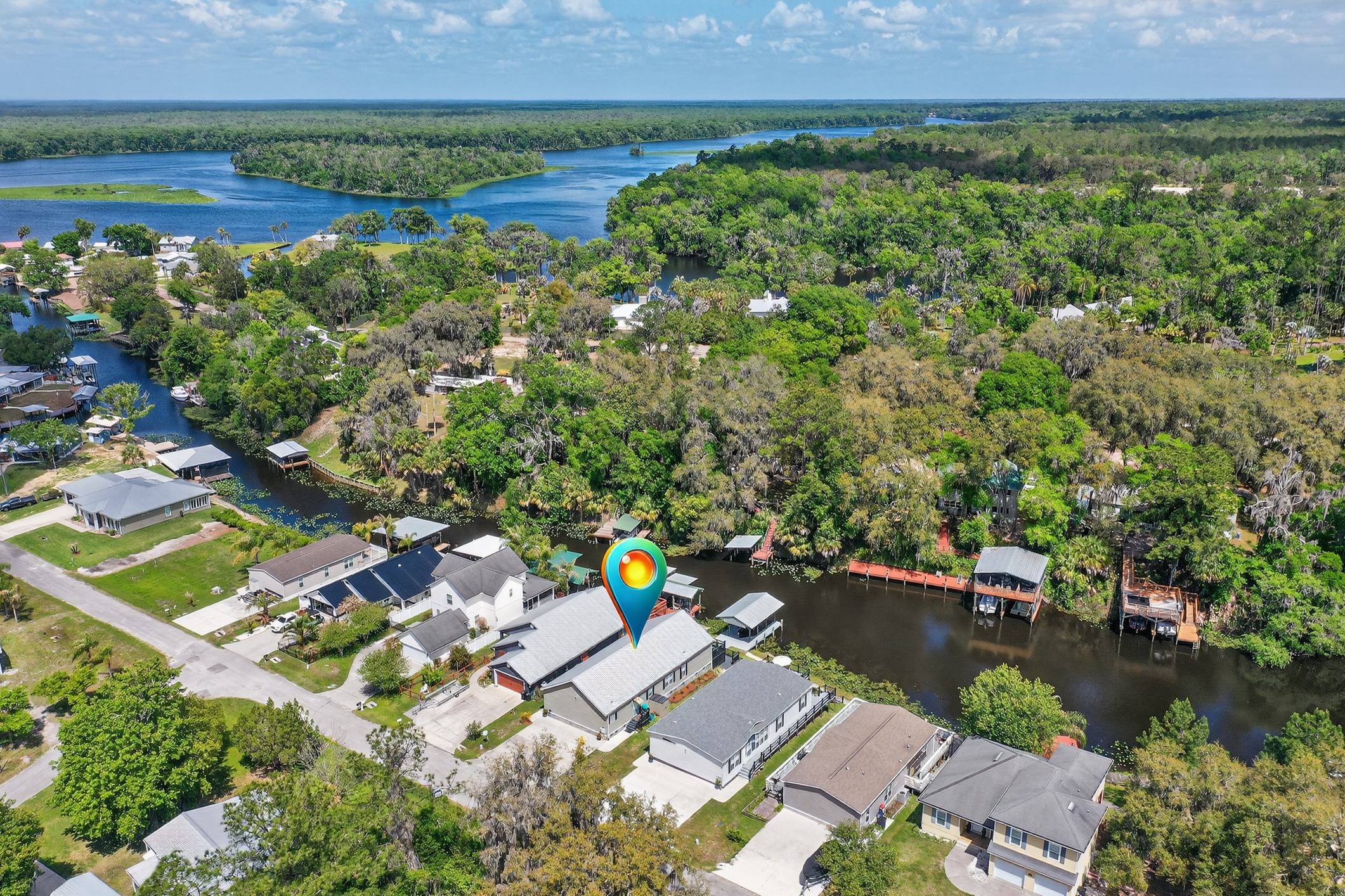 Aerial view showing St. Johns River proximity